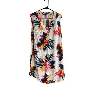 Old Navy XL white tropical floral V-neck tank top dress